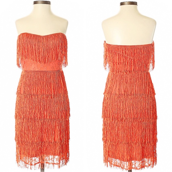 asos orange fringe dress